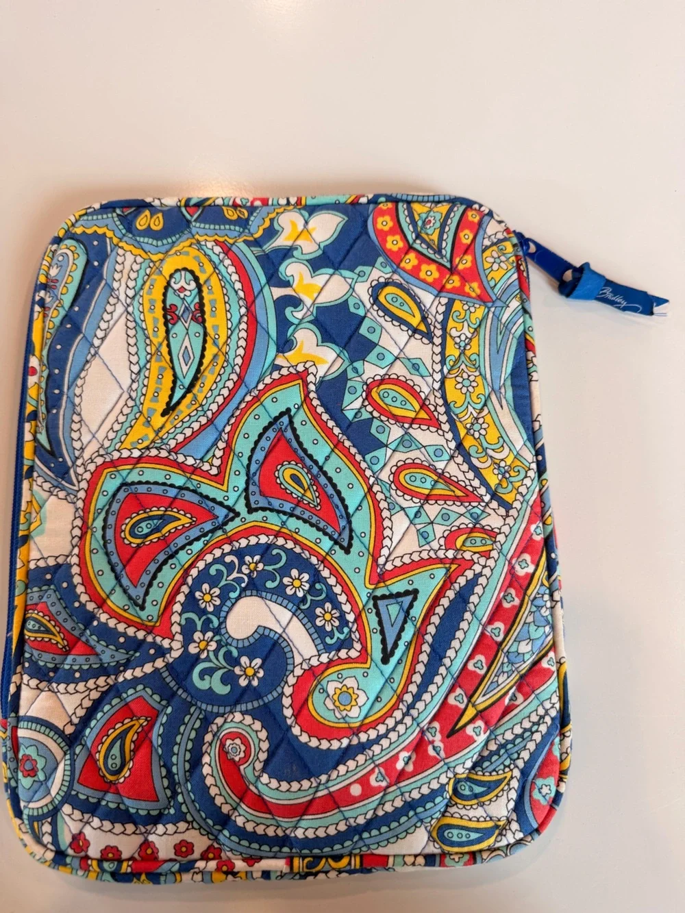Vera Bradley Quilted iPad Sleeve — Blue, Red, Yellow Paisley